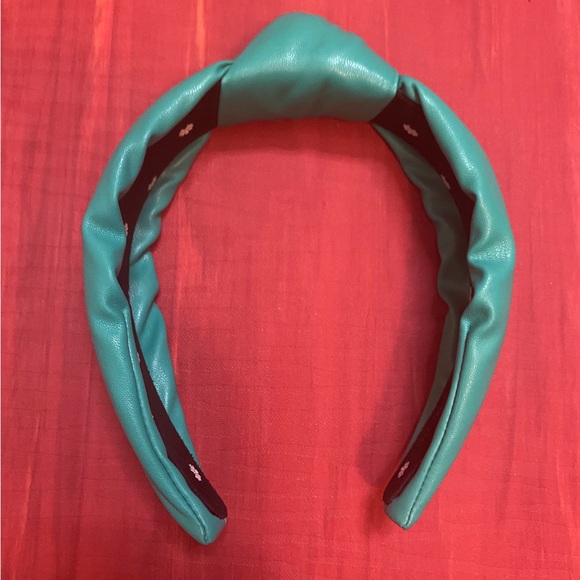 Lele Sadoughi Lagoon Teal Faux Leather Knotted Headand main image 7